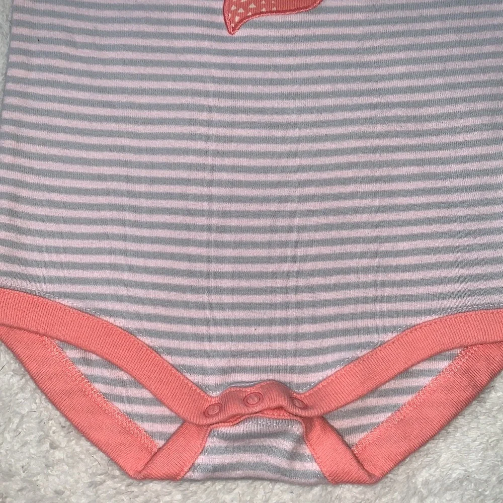 Gymboree 3-6M Striped Fox Onesie Bodysuit Gray& Pink EUC - Picture 5 of 7